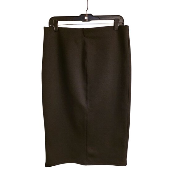 NWOT Zara Basic Black Thick Ponte Pintuck Knit Knee Length Pencil Skirt M - Picture 1 of 8